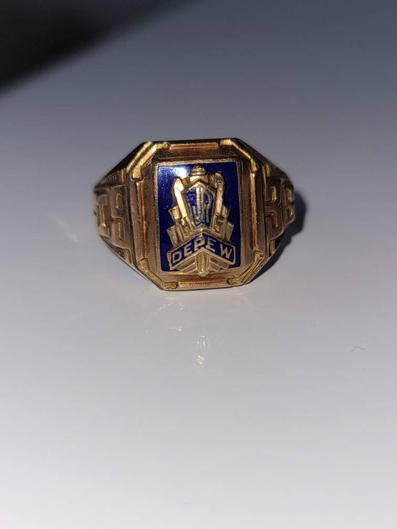 Art Deco 1938 10K Class Ring - image 1