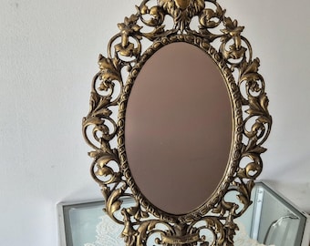 Ornate Oval Tabletop Vanity Mirror