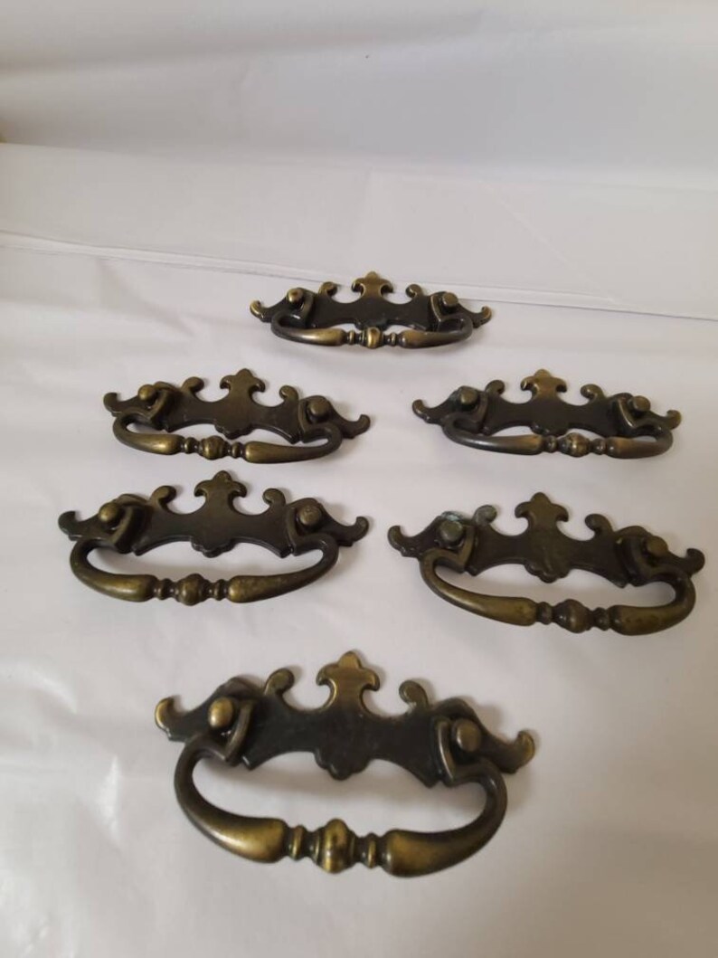 Antique Brass Drawer Pulls 6 Etsy