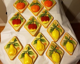Vintage Fruit Chalkware Kitchen Wall Decor