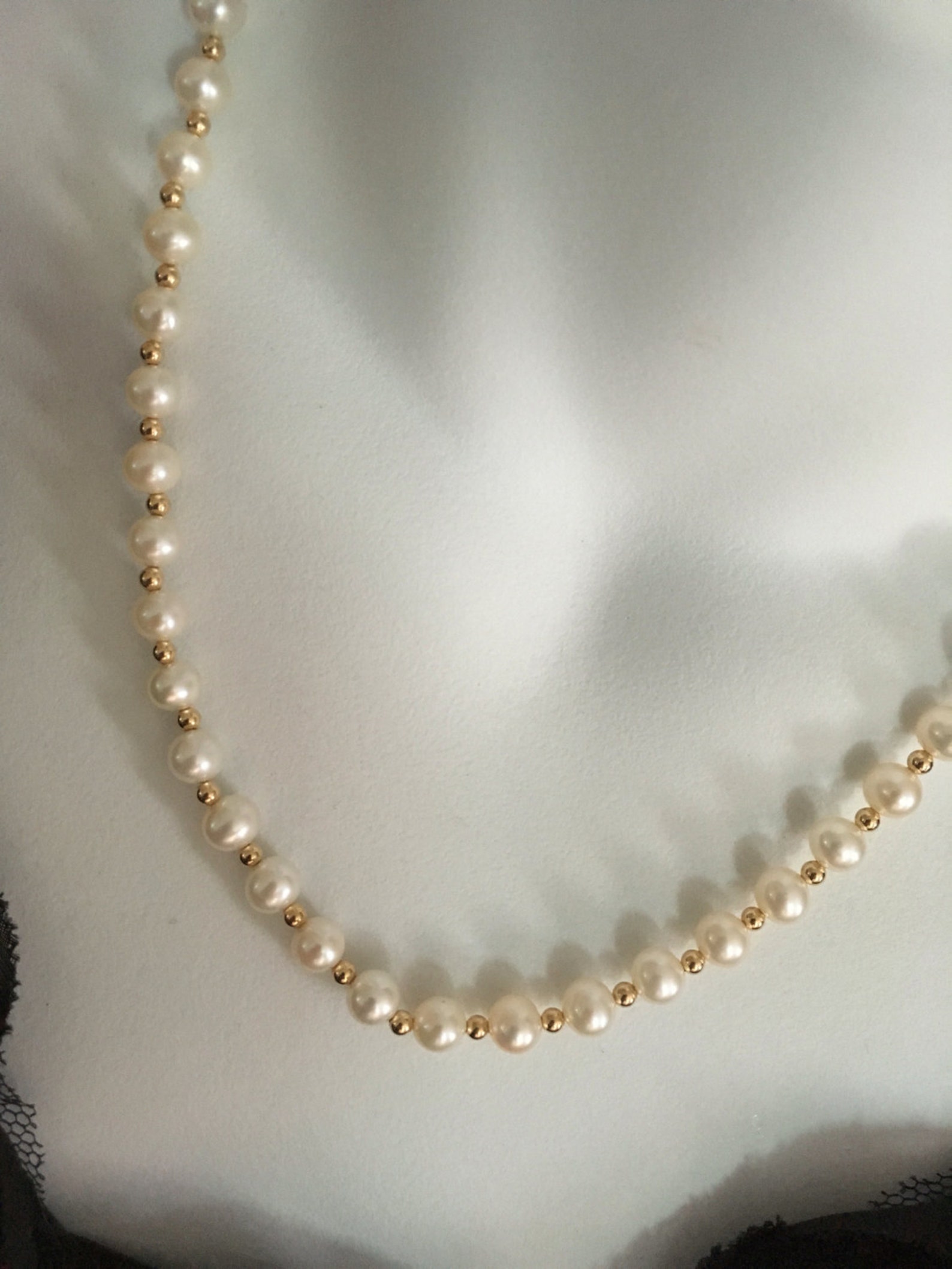 Danbury Mint Pearls and 14K Gold Spacer Necklace - Etsy