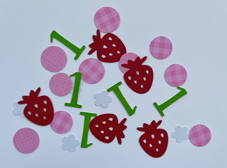 Strawberry First Birthday Confetti Berry Sweet Birthday Sweet One Birthday Strawberry Party Decorations