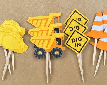 Construction Party Cupcake Toppers • Construction Birthday Party • Construction Theme Toppers • Construction Party Decorations