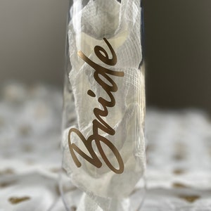 Stemless Champagne Flutes | Plastic Champagne Flutes | Wedding Party Cups | Bridal Shower | Bachelorette Party | Bridal Party Gift