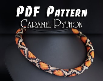 Patrón PDF para collar de serpiente: Joyería de cuerda de crochet con cuentas de semillas