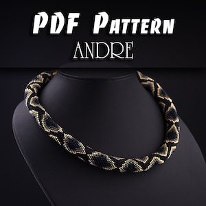Patron PDF de bracelet serpent, collier de perles de rocaille au crochet à faire soi-même, perlage multicolore fait main, bijoux en corde pour tissage de perles, cadeau artisanal