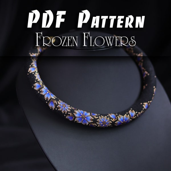 PDF Pattern for Flowers Necklace, DIY Seed Bead Crochet Art Project, Multicolour Handmade Beadwork, Rope Jewelry Beadweaving Crafter Gift