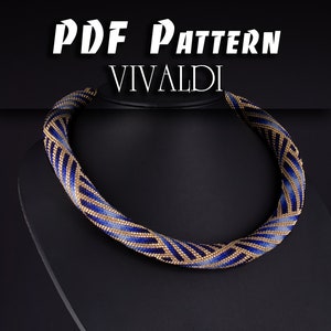 幾何学的なネックレスの PDF パターン、DIY シードビーズかぎ針編みアート プロジェクト、マルチカラーの手作りビーズ細工、ロープ ジュエリー ビーズ編み職人へのギフト