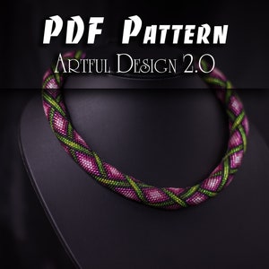 PDF Pattern for Necklace, DIY Seed Bead Crochet Art Project, Multicolour Handmade Beadwork, Colorful Rope Jewelry Beadweaving Crafter Gift