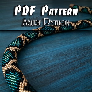 Patron PDF pour collier serpent, projet artistique bricolage au crochet de perles de rocaille, travail de perles multicolore fait main, bijoux en corde tissage de perles cadeau pour artisan