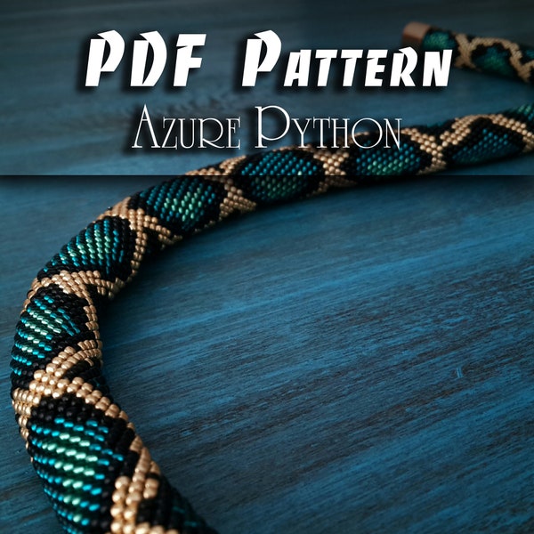 PDF Pattern for Snake Necklace, DIY Seed Bead Crochet Art Project, Multicolour Handmade Beadwork, Rope Jewelry Beadweaving Crafter Gift