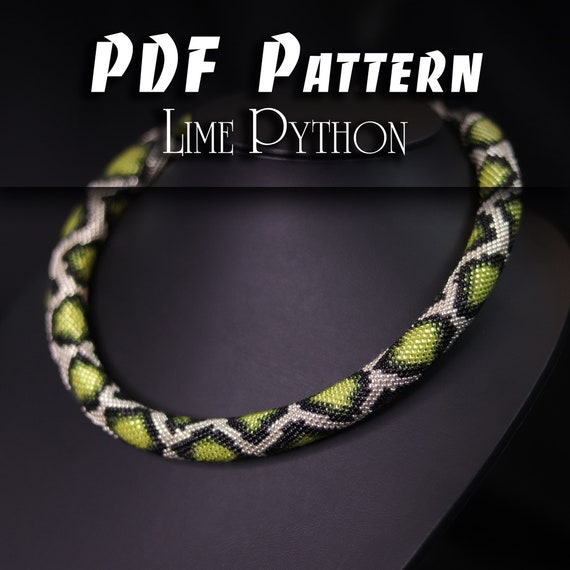 PDF Pattern for Snake Necklace, DIY Seed Bead Crochet Art Project, Multicolour Handmade Beadwork, Rope Jewelry Beadweaving Crafter Gift