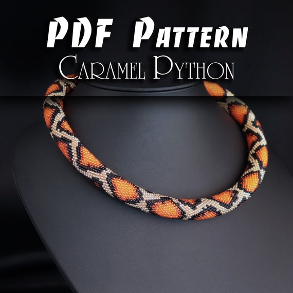 PDF Pattern for Snake Necklace, DIY Seed Bead Crochet Art Project, Multicolour Handmade Beadwork, Rope Jewelry Beadweaving Crafter Gift