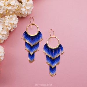 Sparkle Thick Fringe Earrings Blue