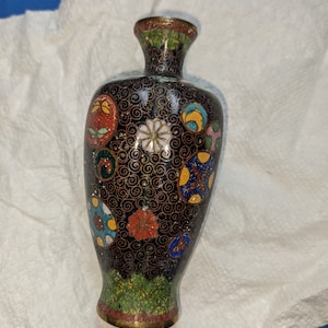 FREE SHIPPING- Antique Late 19th/Early 20th Century Japanese Miniature Vase. Cloisonne over Brass. See Item Description!
