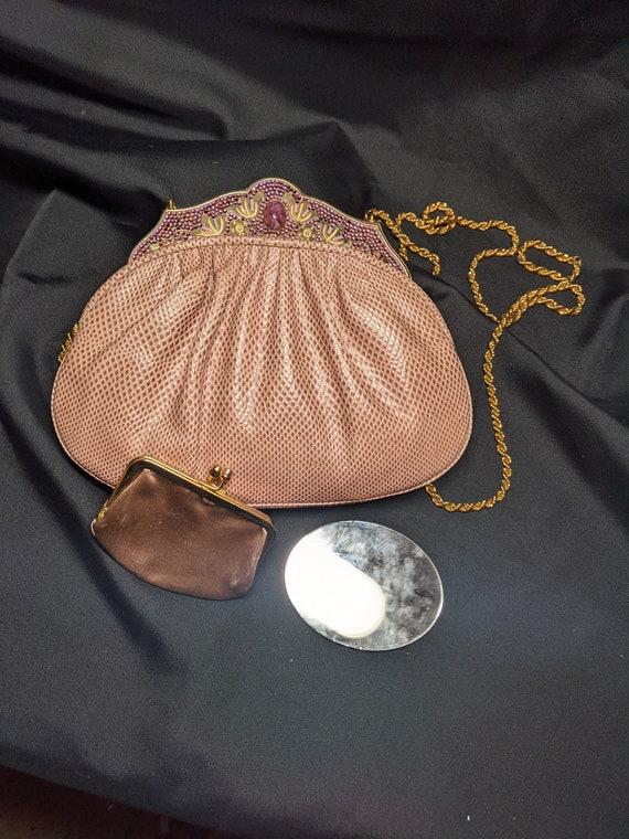 FREE SHIPPING vintage Judith Leiber Clutch Handbag. Mauve 