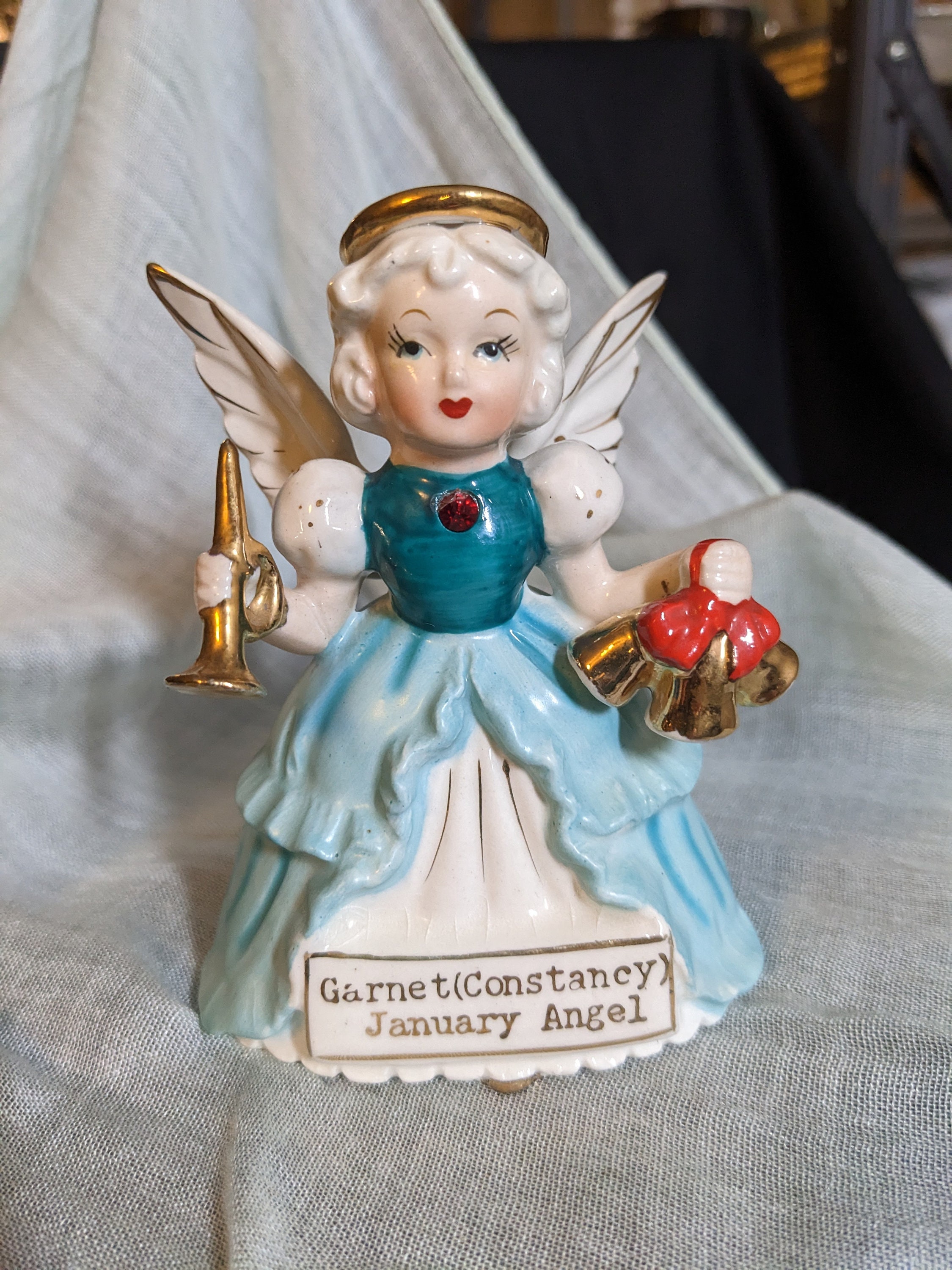 FREE SHIPPING- Vintage SR Fine Birthday Angel Figurine