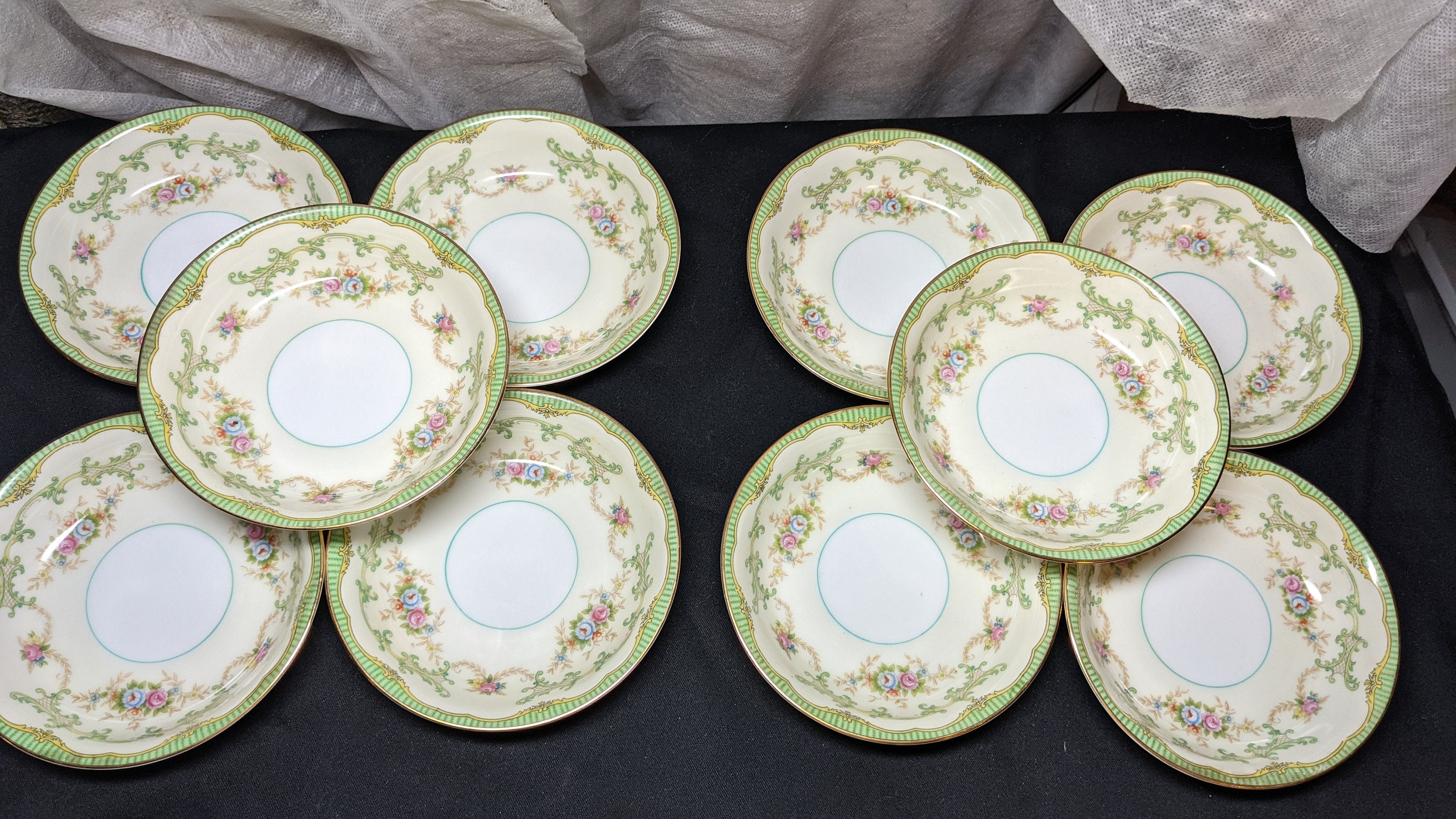 FREE SHIPPING- Set of 10- Vintage Noritake Marlene Green Berry