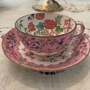 FREE SHIPPING-Minton-Antique English Porcelain-Cup and Saucer