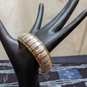 FREE SHIPPING- Vintage Milor 925 Italy, Sterling Silver Bracelet with Gold Tone Accents and Faceted Silver. See Below