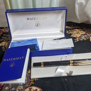 FREE SHIPPING-Vintage Waterman Rhapsody Fountain Pen in Hinged Gift Box. A Man 200 Series in Mineral Green. Read info below!
