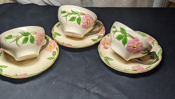 FREE SHIPPING See Item Description. Vintage American Made Franciscan Pottery Desert Rose BerryIce Cream Bowls Set of 3