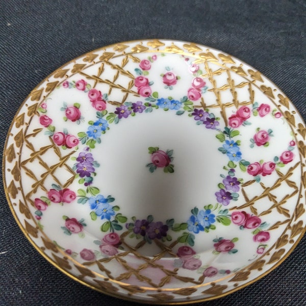 FREE SHIPPING- Antique Dresden Carl Thieme Hand Painted Porcelain Demitasse Cup with Saucer. Marie Antoinette Pattern