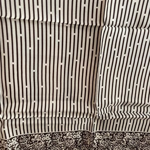 FREE SHIPPING-Vera Neumann-Vintage Made in Japan-Dark Brown Floral and White Stripes with rolled hem.