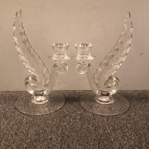 2484 Clear 2484 2 Light Candlestick without Bobeches & Prisms by Fostoria