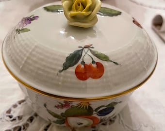 Herend Sugar Bowl Waldstein Blue Pattern, Herend Hungary Fine