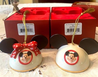 FREE SHIPPING-Lenox Pair Christmas tree ornaments-My Own Mickey Mouse Ears- Boy and girl