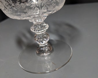 ヘイシー社　Heisey Orchid オーキッド　ボウルとグラス　エレガント Heisey Wine Goblets. Set of 7 Orchid Pattern Etched Crystal