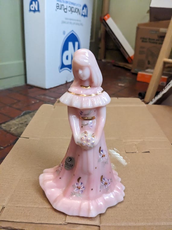 FREE Shipping-vintage Artist Signed Fenton Glass Pink Rosalene