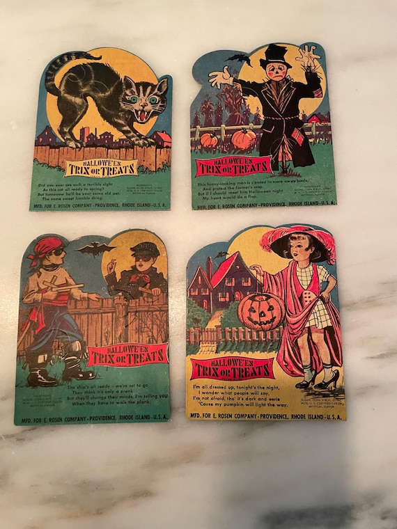 ハロウィン カップケーキカードセット③ FREE Shipping-set of Four E. Rosen Co. 1940s Halloween Sucker