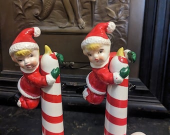 Vintage Lipper Mann Christmas Carolers Flat Head Salt Pepper