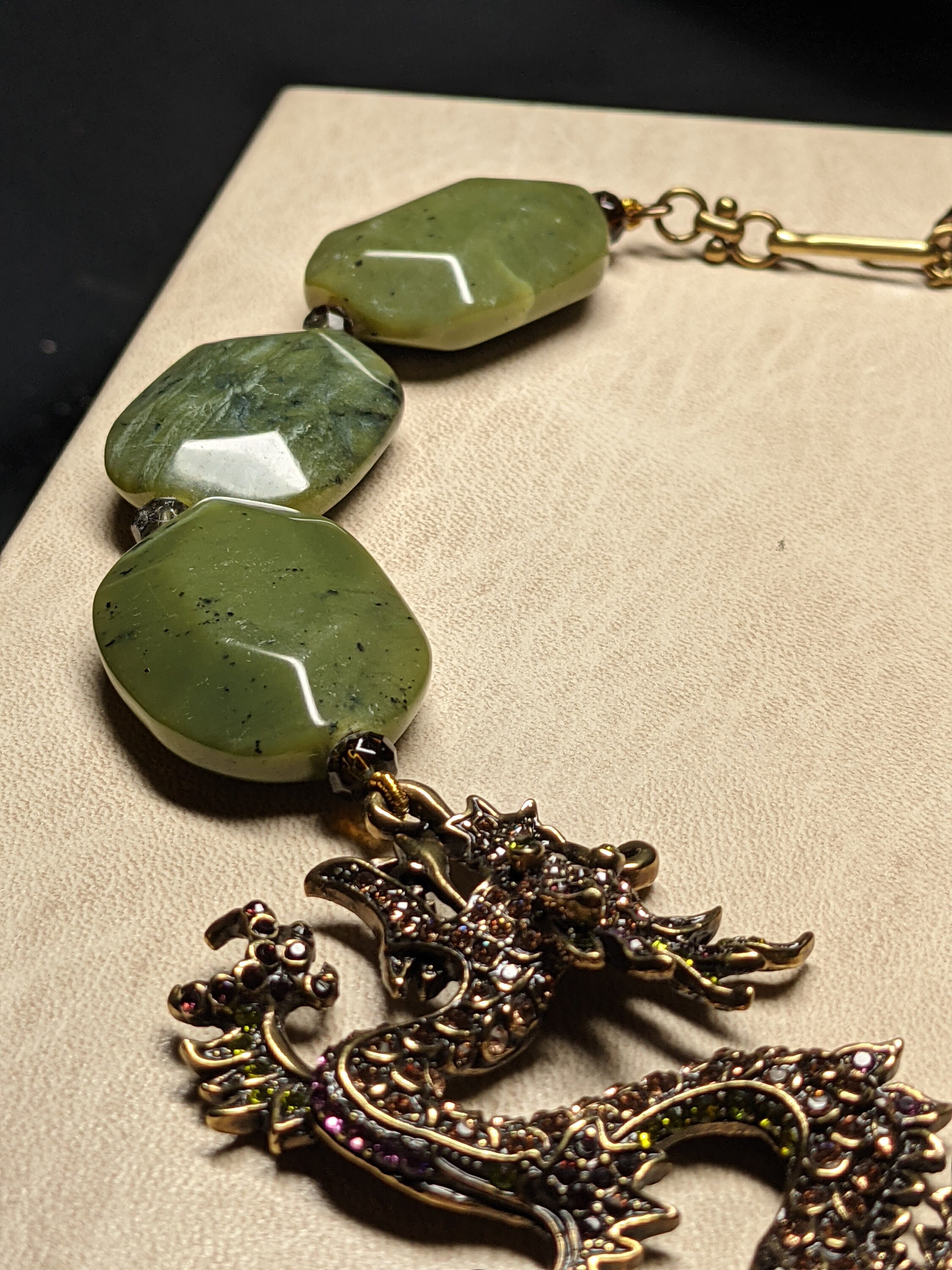 Vintage Heidi Daus Style Chain Belt w/ Amber & Green Glass Stones – Adjustable HEIDI DAUS® main image 2