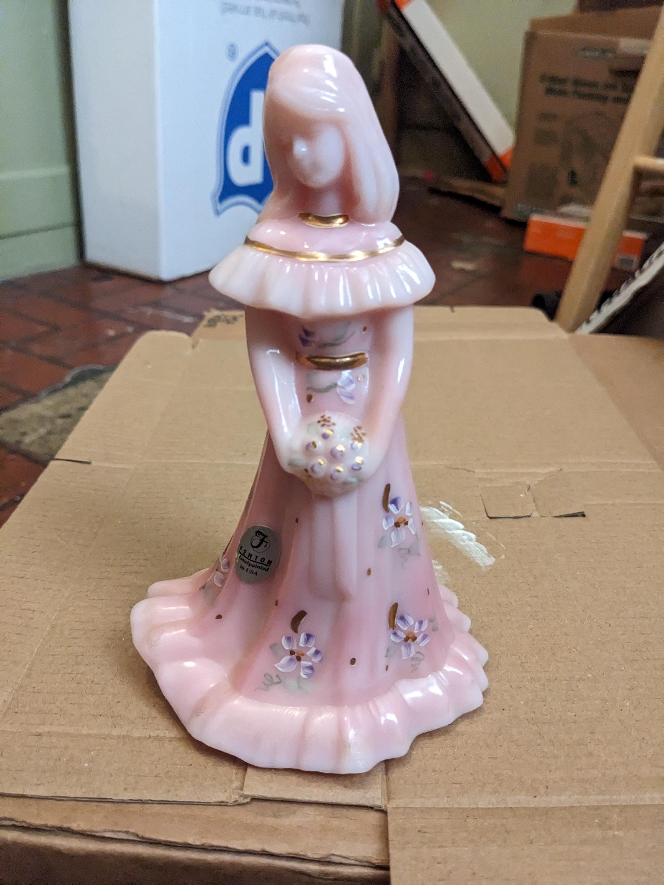 FREE Shipping-vintage Artist Signed Fenton Glass Pink Rosalene