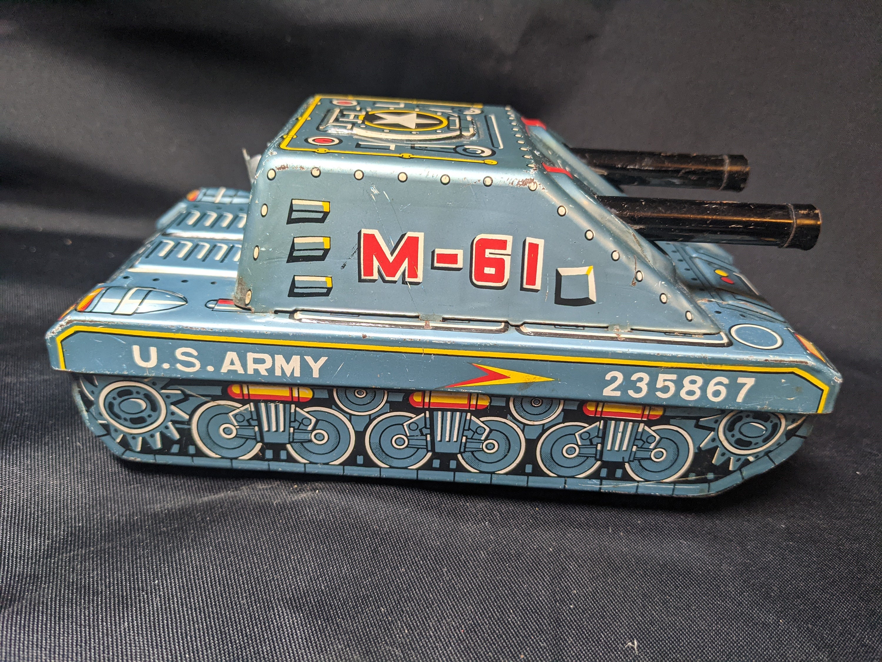 FREE SHIPPING- Vintage HTC Japan U.S Army Tin Litho, Double Cannon