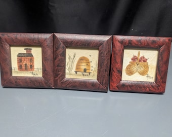 Two Hand Painted Theorems Jean Henry Original Art Vintage Folk Art