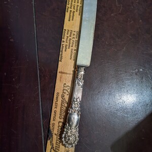 FREE SHIPPING- Antique Sterling Silver Reed & Barton 1892- 8-3/4" Hollow Handle Knife . with 1 Letter Monogram. Trajan Pattern. See Below