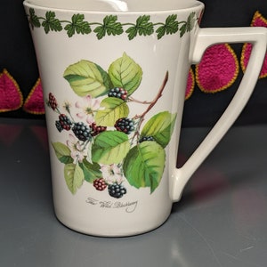 FREE SHIPPING-Vintage Ceramic Tapered Mandarin Mug. Pomona Blackberry Portmeirion Botanical Garden Collection by Susan Williams Ellis. Mug B