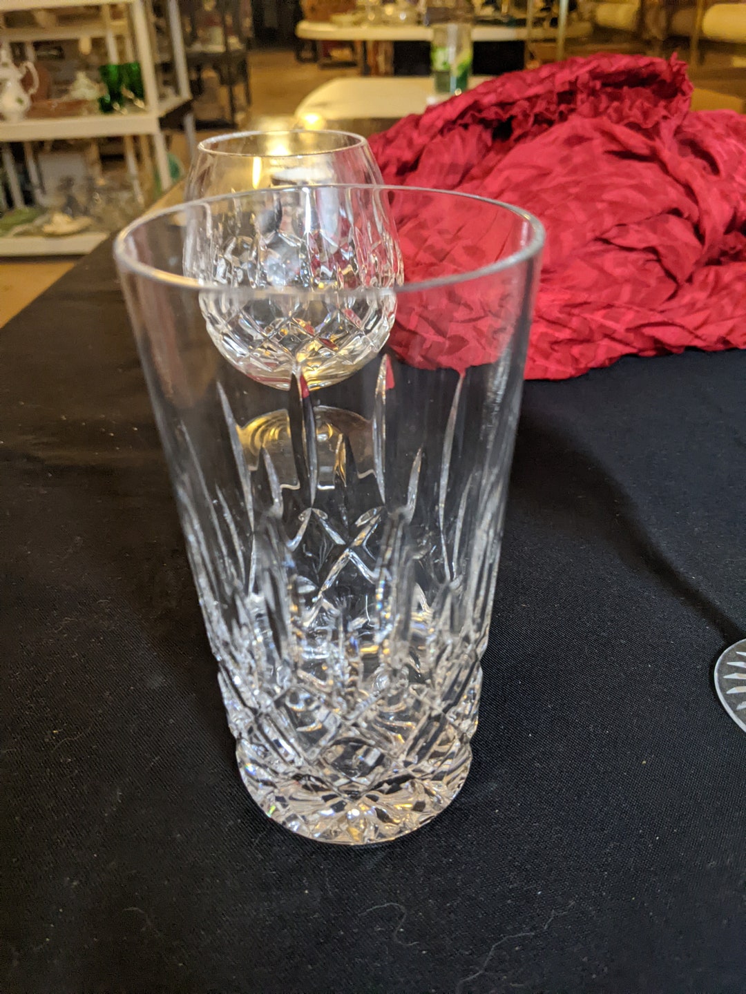 FREE SHIPPING Vintage Galway Crystal Highball Tumbler With Criss Cross Cut and Long, Vertical