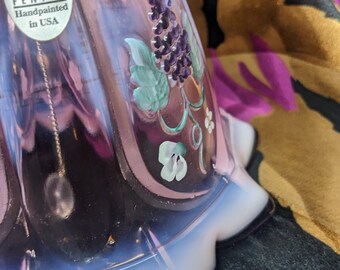 FREE Shipping-vintage Fenton Art Pink Chiffon With Amethyst