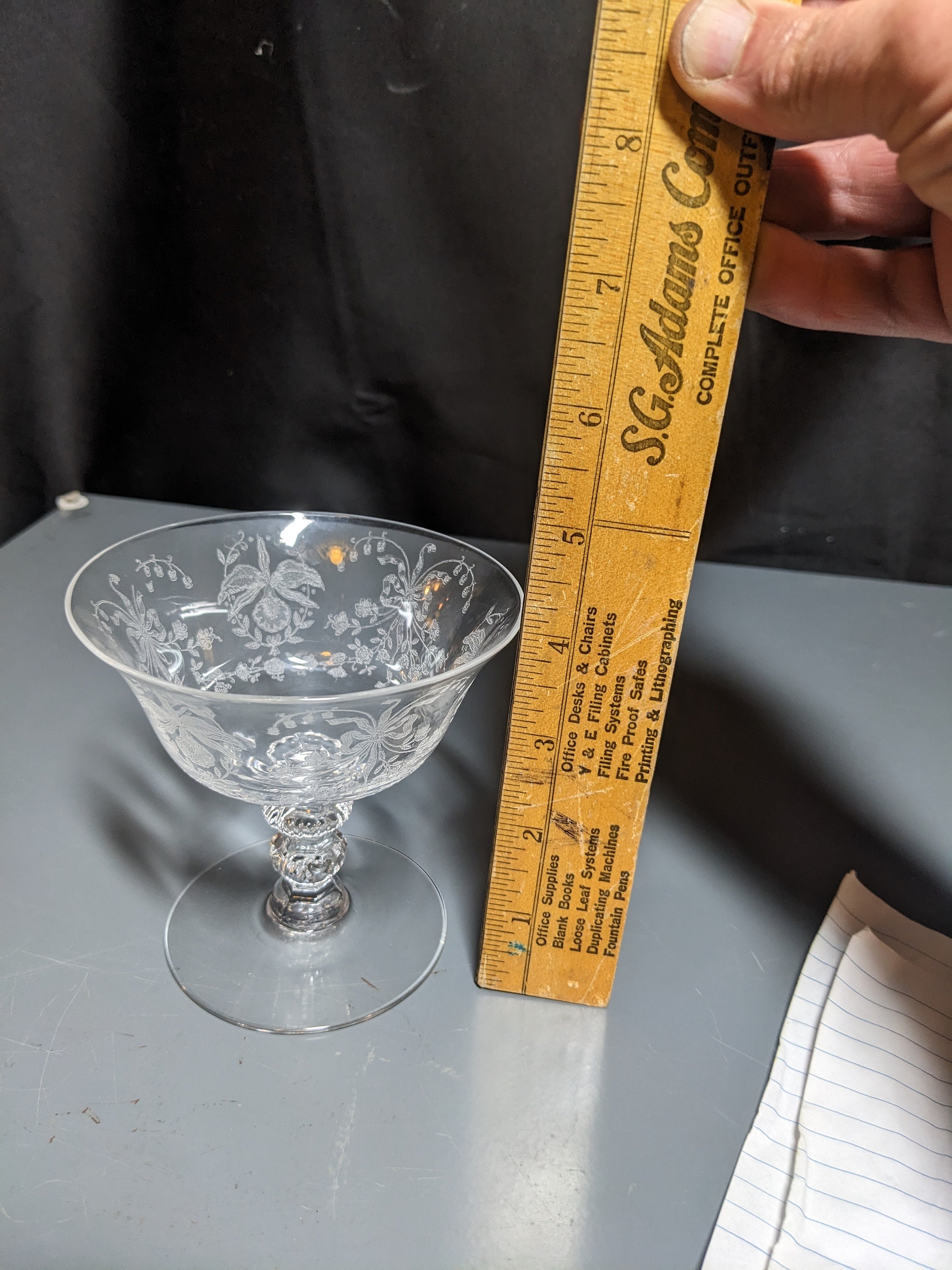 ヘイシー社　Heisey Orchid オーキッド　ボウルとグラス　エレガント Heisey Wine Goblets. Set of 7 Orchid Pattern Etched Crystal