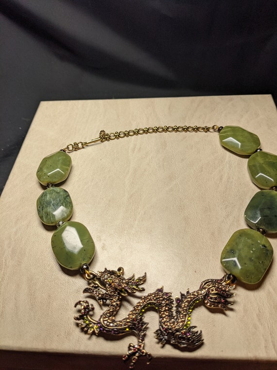 FREE SHIPPING-Vintage Simulated Jade Stone Necklac