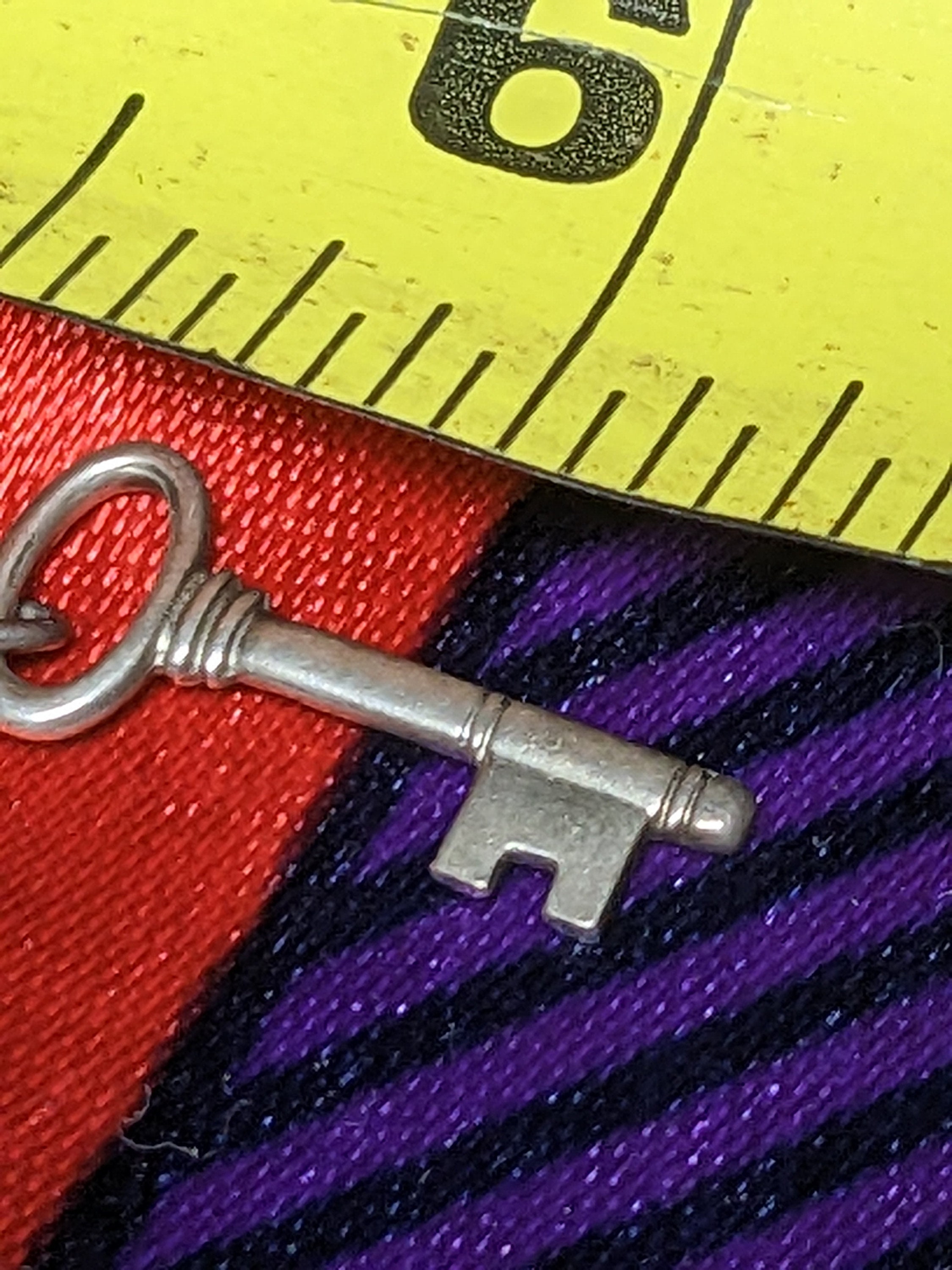 FREE SHIPPING-  Vintage Sterling Silver Charm for Charm Bracelet. Skeleton Key