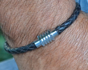 Men&#39;s Leather Bracelet- leather Bracelet, Men&#39;s Black Bracelet, Men&#39;s Leather Bracelet, Men&#39;s Jewelry, Bracelets for Men, Gift for Him