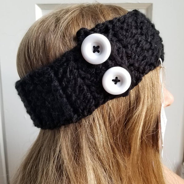 Chunky Ear Warmer Crocheted with Buttons