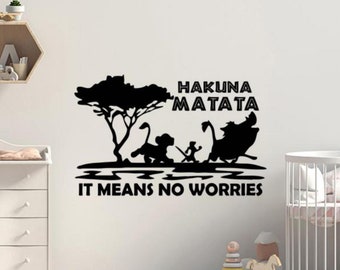 Hakuna Matata Wall Decal Vinyl Sticker It Means No Worries Jungle Decor Lion Wall Art Sign Car Window Poster Stencil Gift Mural Quote 1904