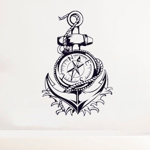 Waterproof Anchor With Compass Rose Mural Home Interior Decor Nautical Wall Art Design Sticker Marine Decorative Vinyl Decal Sea Ocean 8qsc